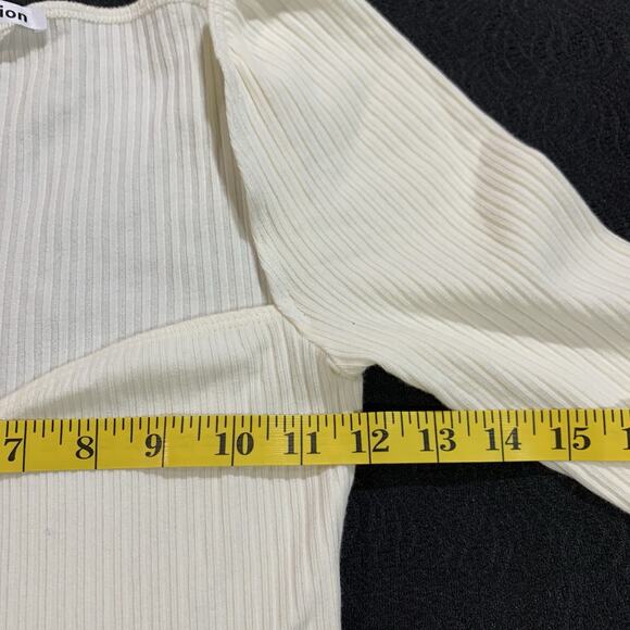 Reformation White Dress XS Bruno Stretch Knit Striped - Picture 12 of 16